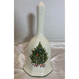 Christmas Ceramic Hand Bell Fluted Tree Toys Holiday Decor 7in Vintage
